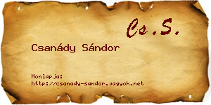 Csanády Sándor névjegykártya